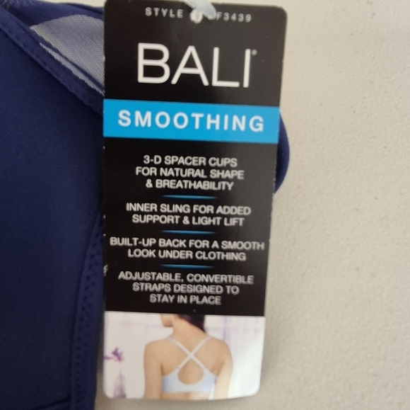 Bali Smoothing Breathable Underwire Bra w/ Convertible Straps in Navy - Size 34B - Picture 14 of 16